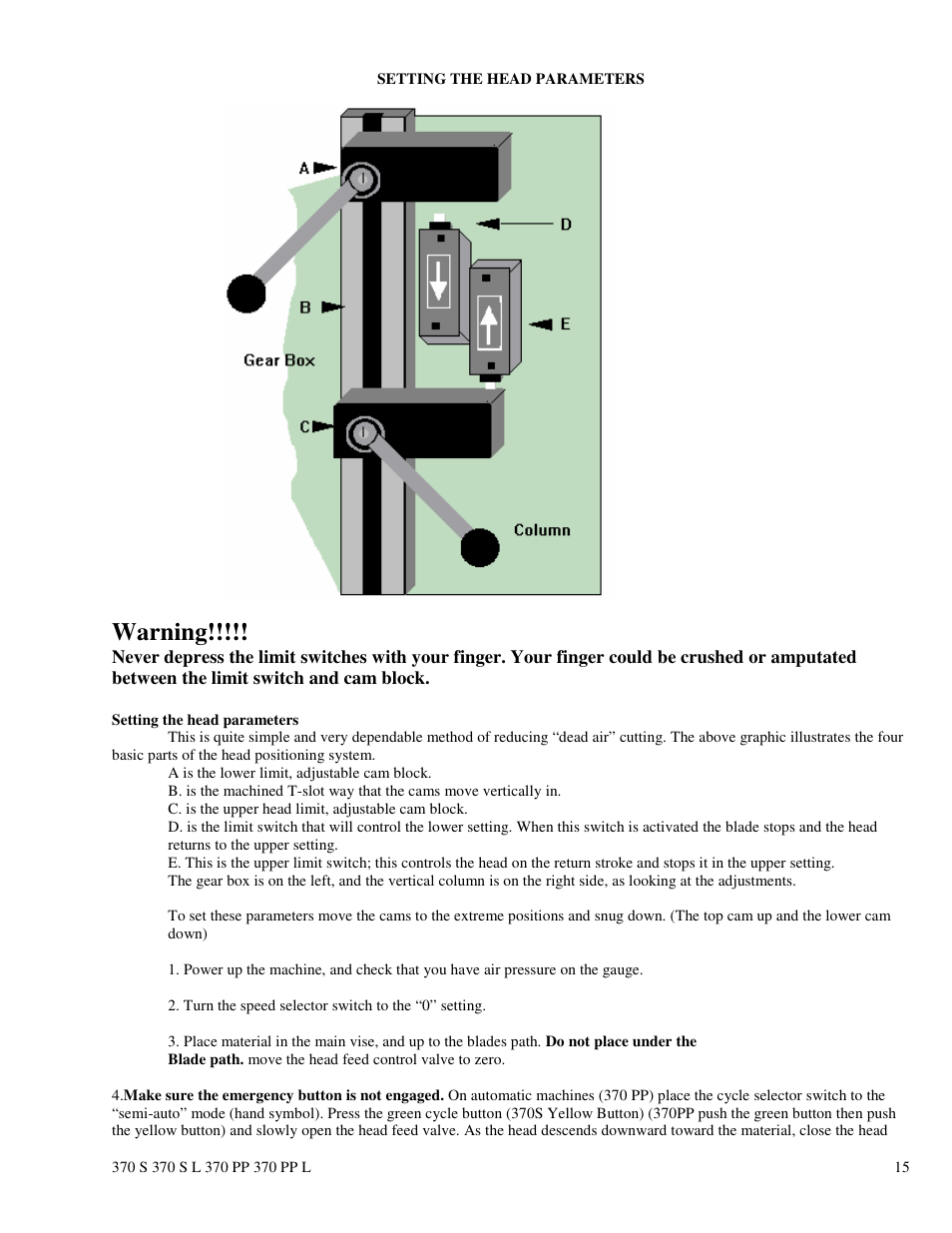 Warning | Dake Euromatic Series User Manual | Page 15 / 36