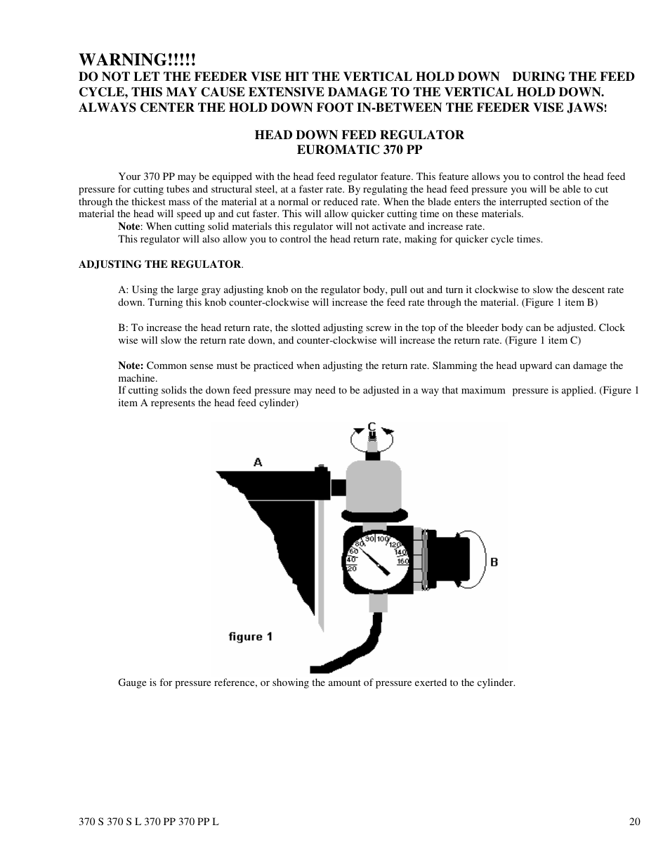 Warning | Dake Euromatic Series User Manual | Page 20 / 36