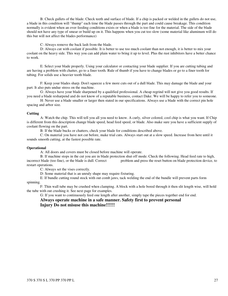 Dake Euromatic Series User Manual | Page 27 / 36