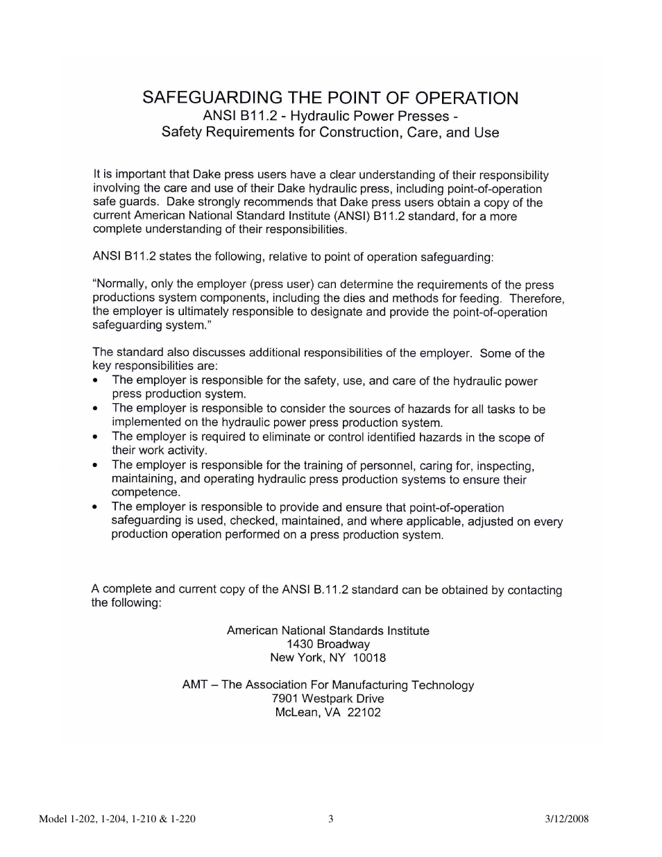 Dake Model Air Arbor Press User Manual | Page 3 / 6