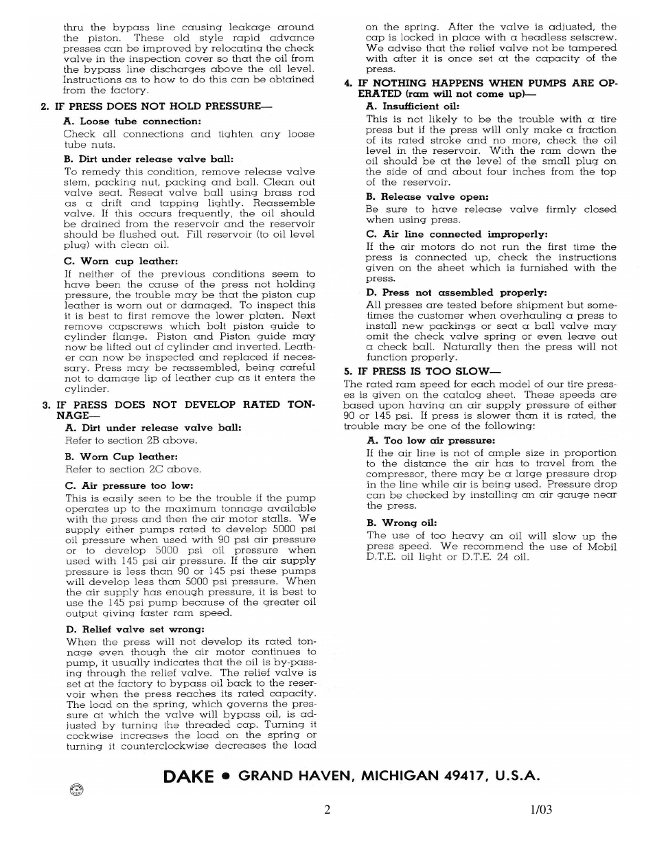 Dake Model 33-587 User Manual | Page 2 / 4