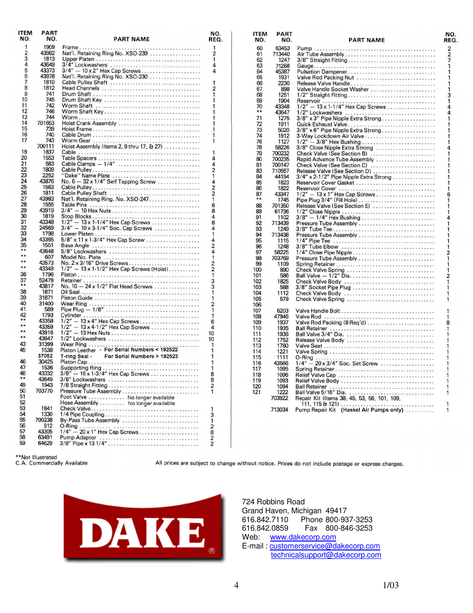 Dake Model 33-587 User Manual | Page 4 / 4
