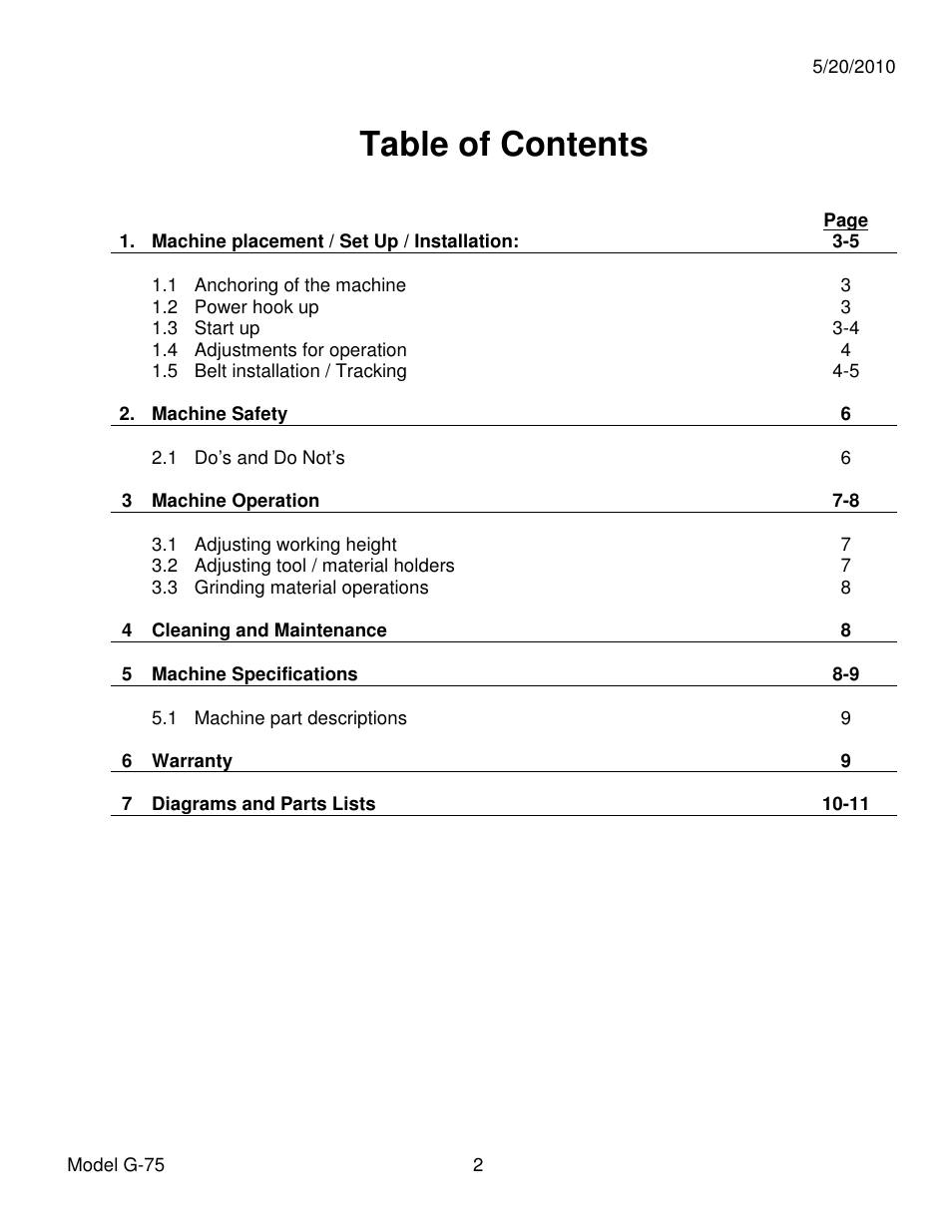 Dake Model G-75 User Manual | Page 2 / 14