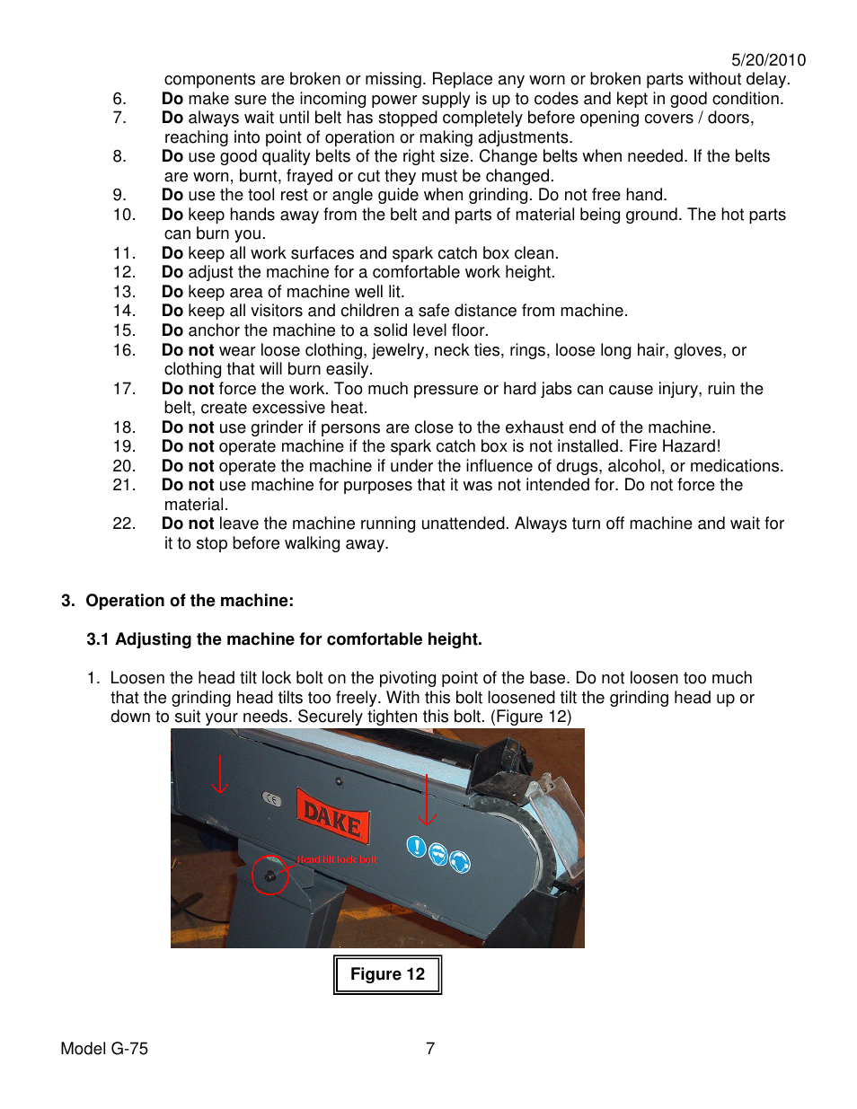 Dake Model G-75 User Manual | Page 7 / 14