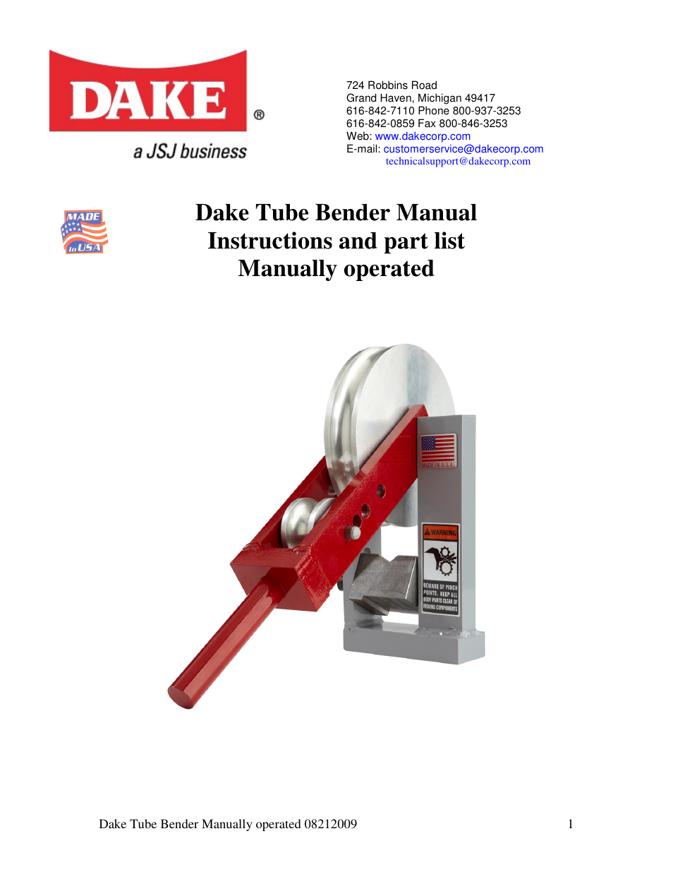 Dake Model MB100 User Manual | 4 pages