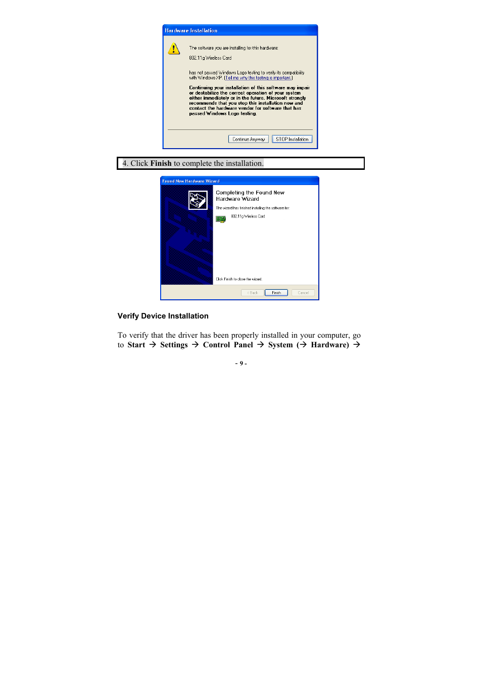 Verify device installation | Airlink101 AWLH3025 User Manual | Page 13 / 33