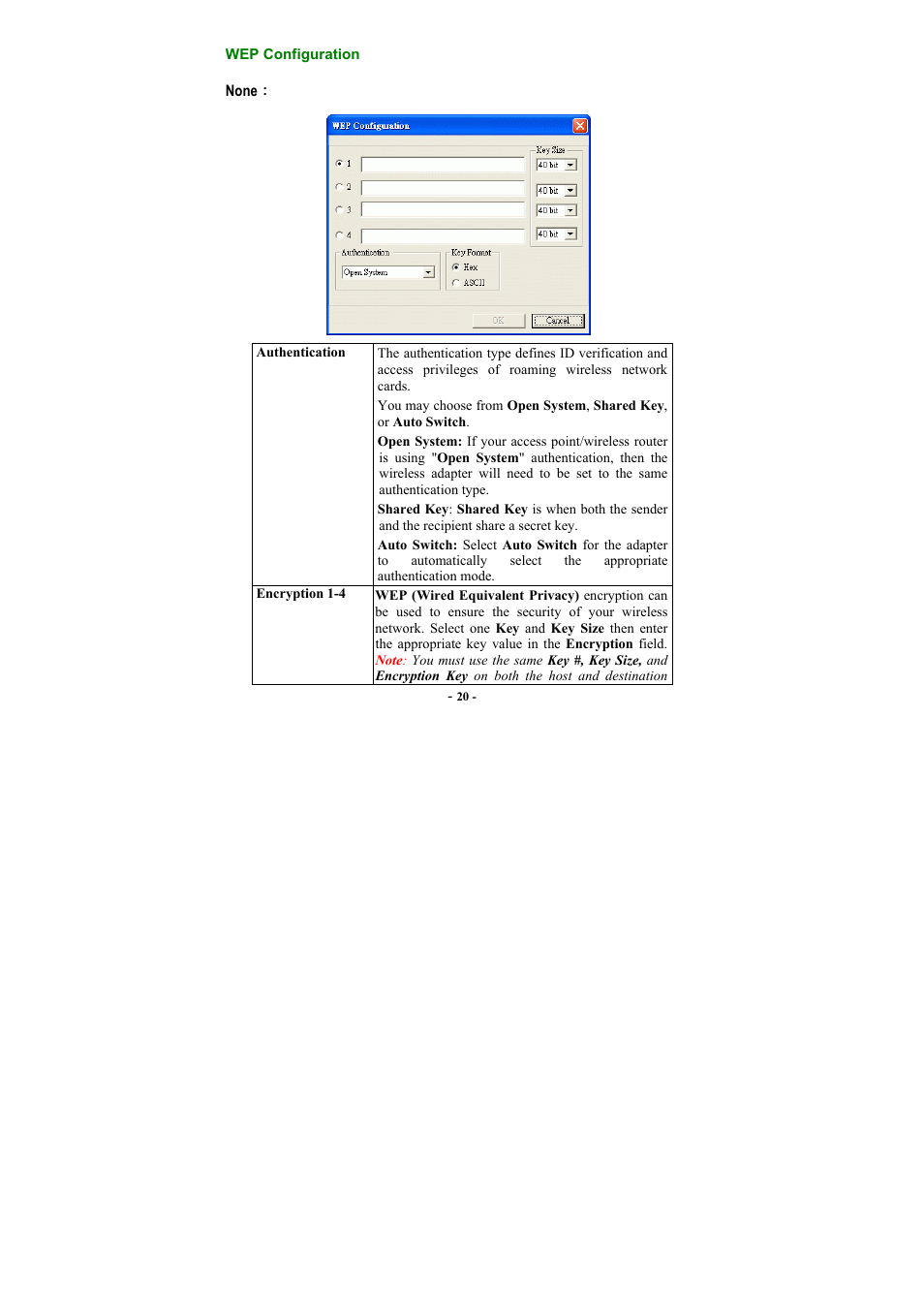 Wep configuration | Airlink101 AWLH3025 User Manual | Page 24 / 33