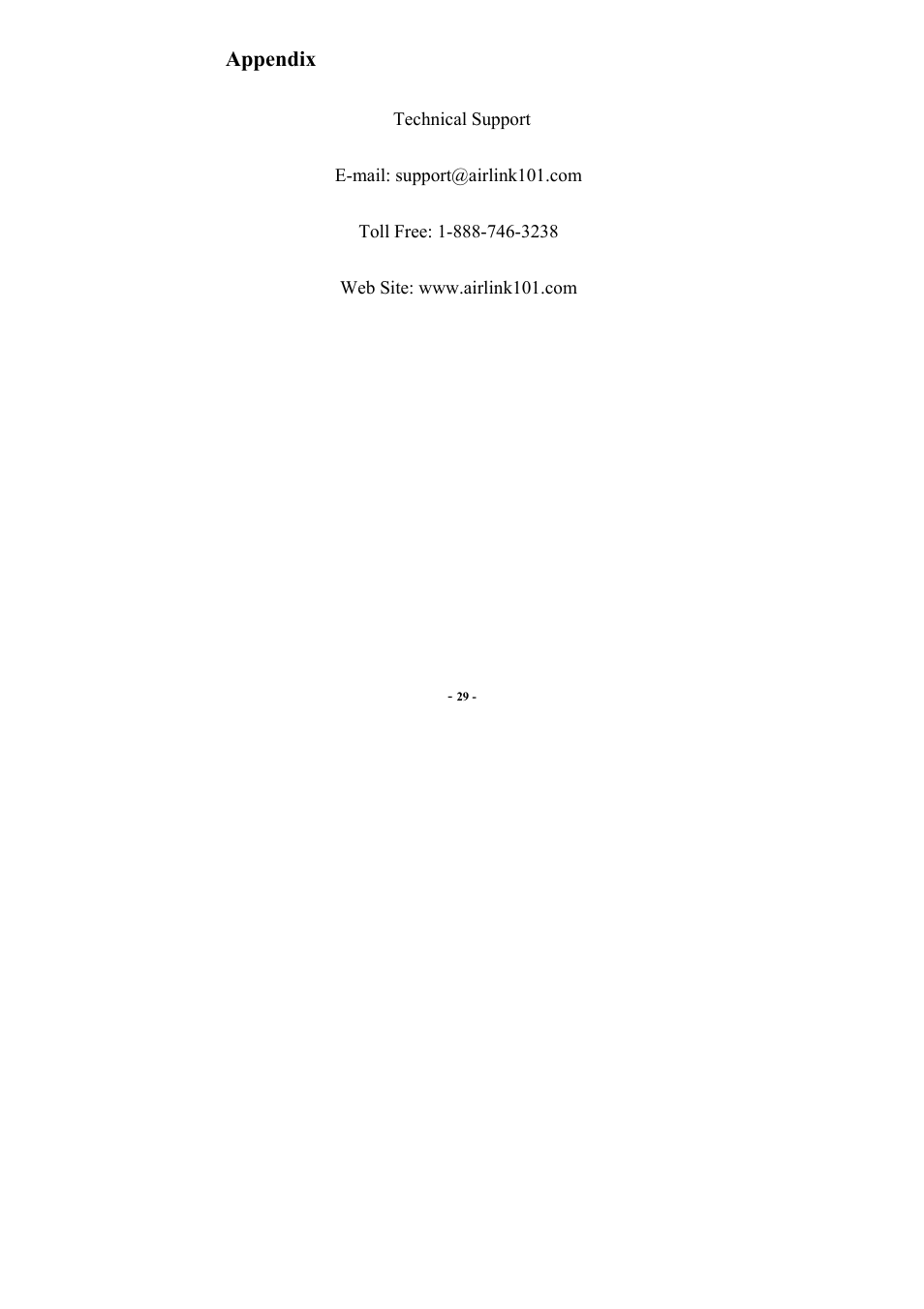 Appendix | Airlink101 AWLH3025 User Manual | Page 33 / 33