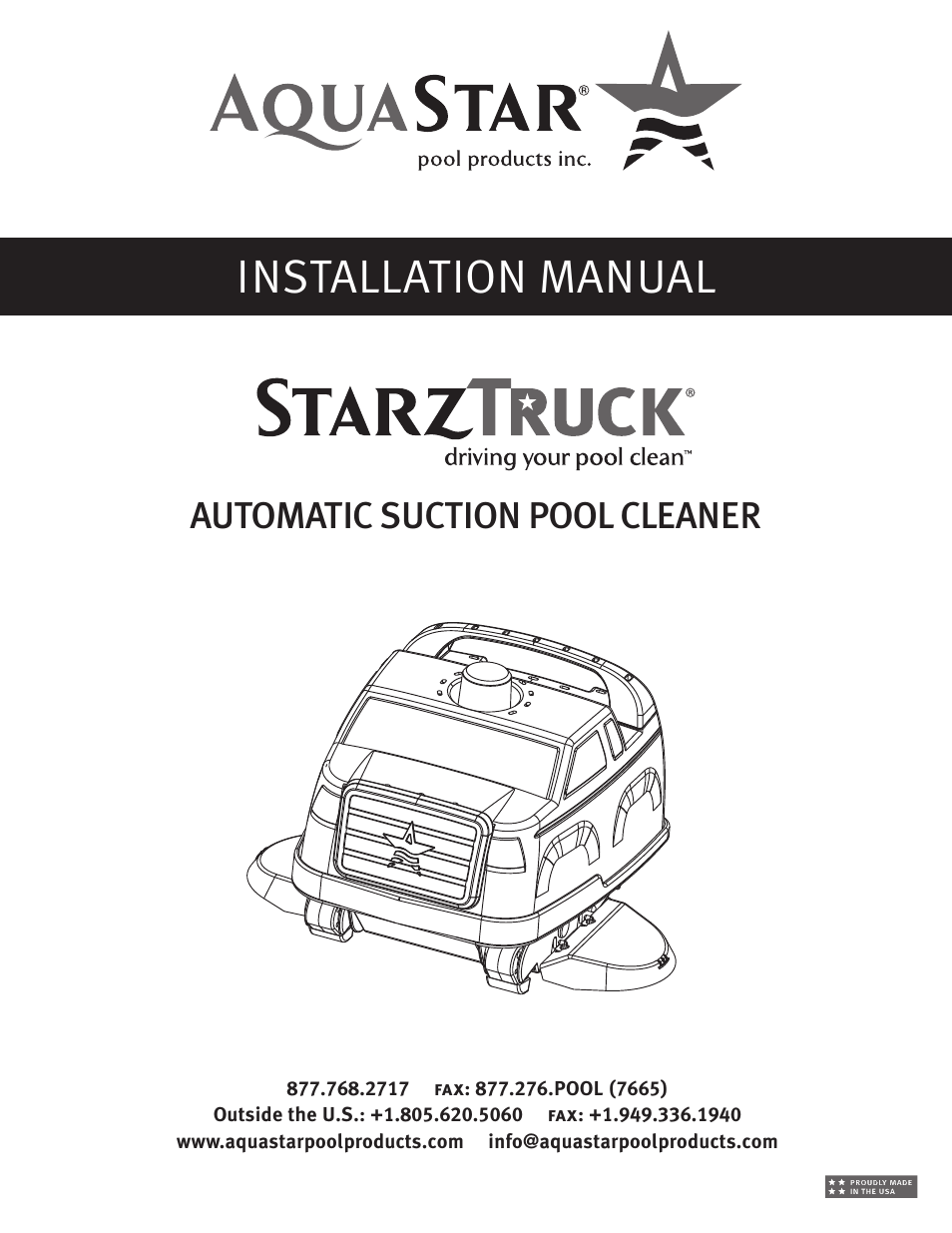 AquaStar Starztruck Automatic Suction Pool Cleaner User Manual | 22 pages