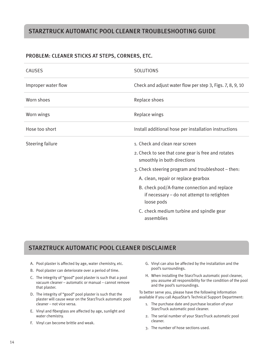 AquaStar Starztruck Automatic Suction Pool Cleaner User Manual | Page 16 / 22