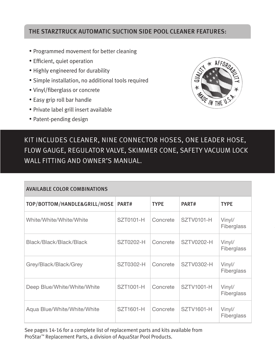 AquaStar Starztruck Automatic Suction Pool Cleaner User Manual | Page 2 / 22