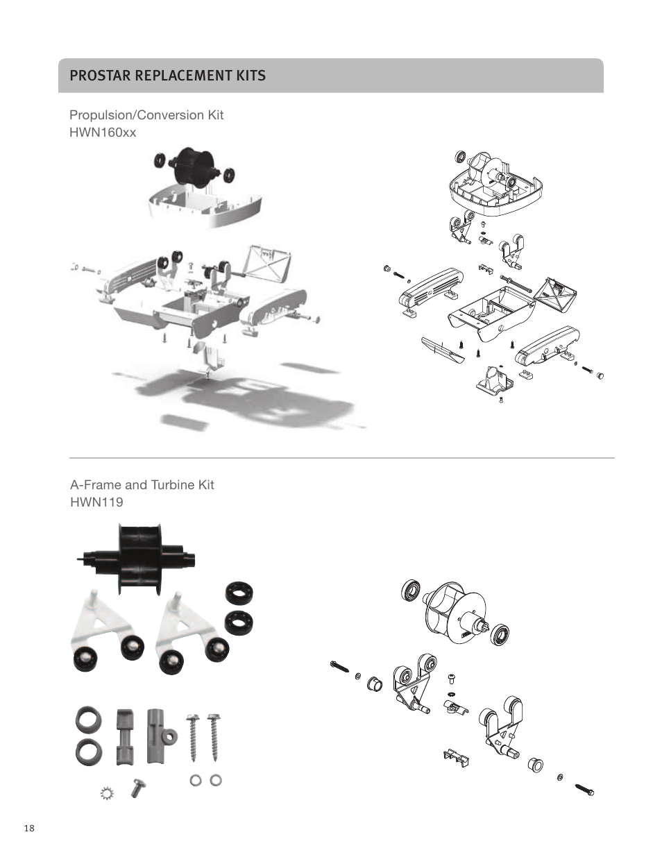 Prostar replacement kits | AquaStar Starztruck Automatic Suction Pool Cleaner User Manual | Page 20 / 22