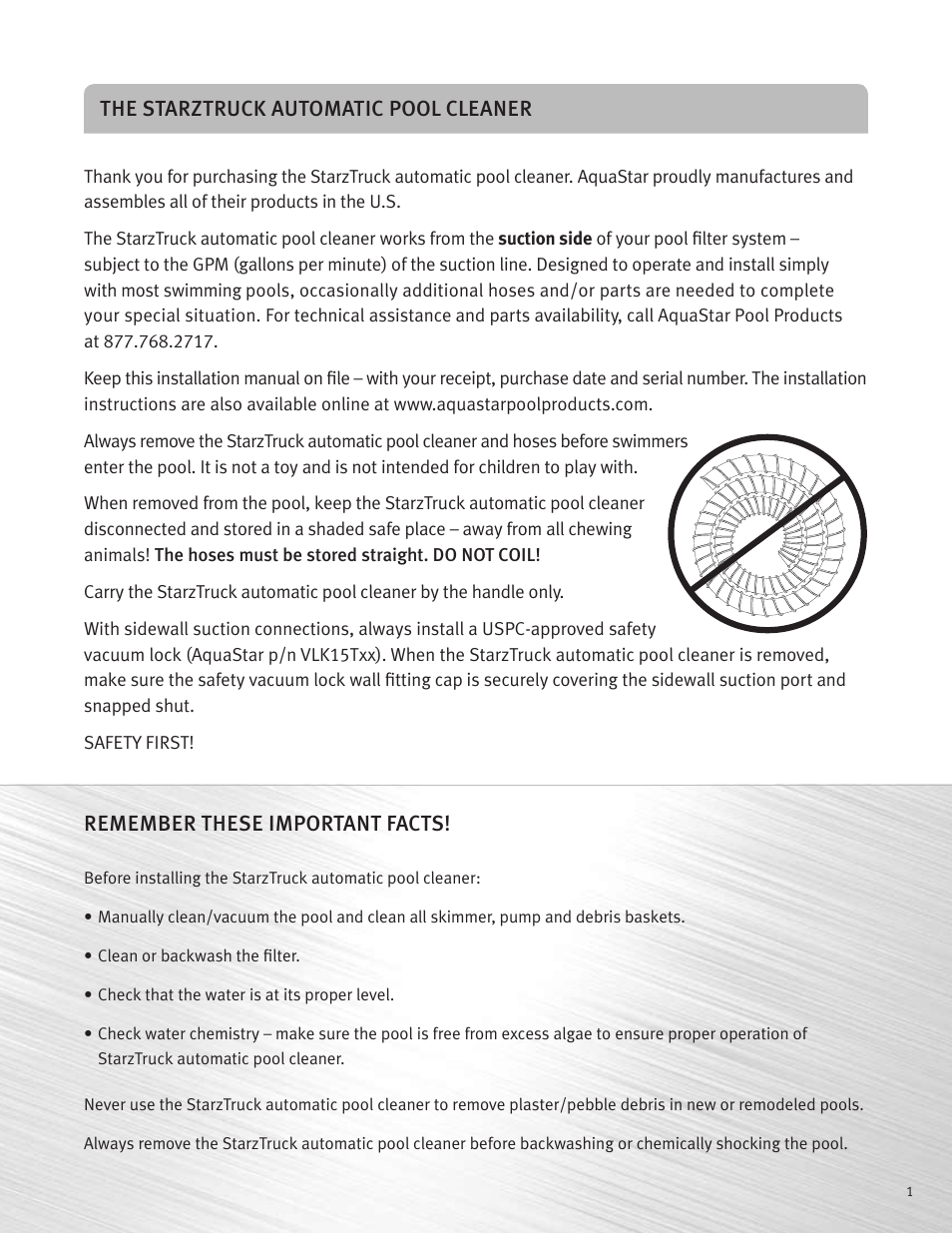 AquaStar Starztruck Automatic Suction Pool Cleaner User Manual | Page 3 / 22