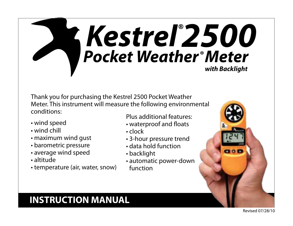 Kestrel 2500 User Manual | 9 pages