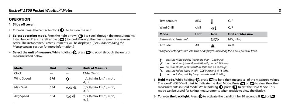 Kestrel 2500 User Manual | Page 2 / 9