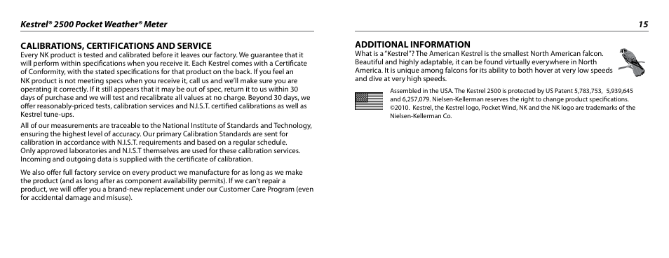 Kestrel 2500 User Manual | Page 8 / 9