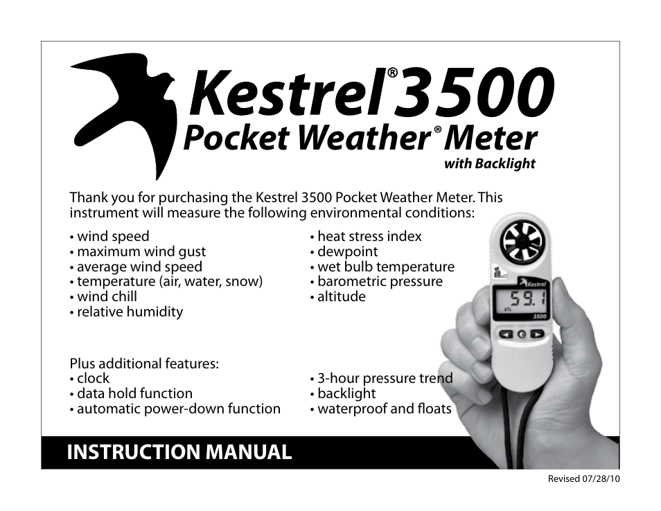 Kestrel 3500 User Manual | 9 pages