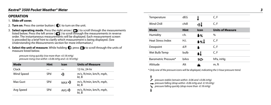 Kestrel 3500 User Manual | Page 2 / 9