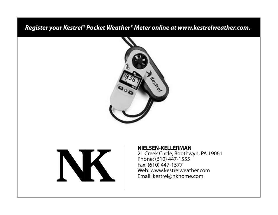 Kestrel® 3500 pocket weather® meter | Kestrel 3500 User Manual | Page 9 / 9