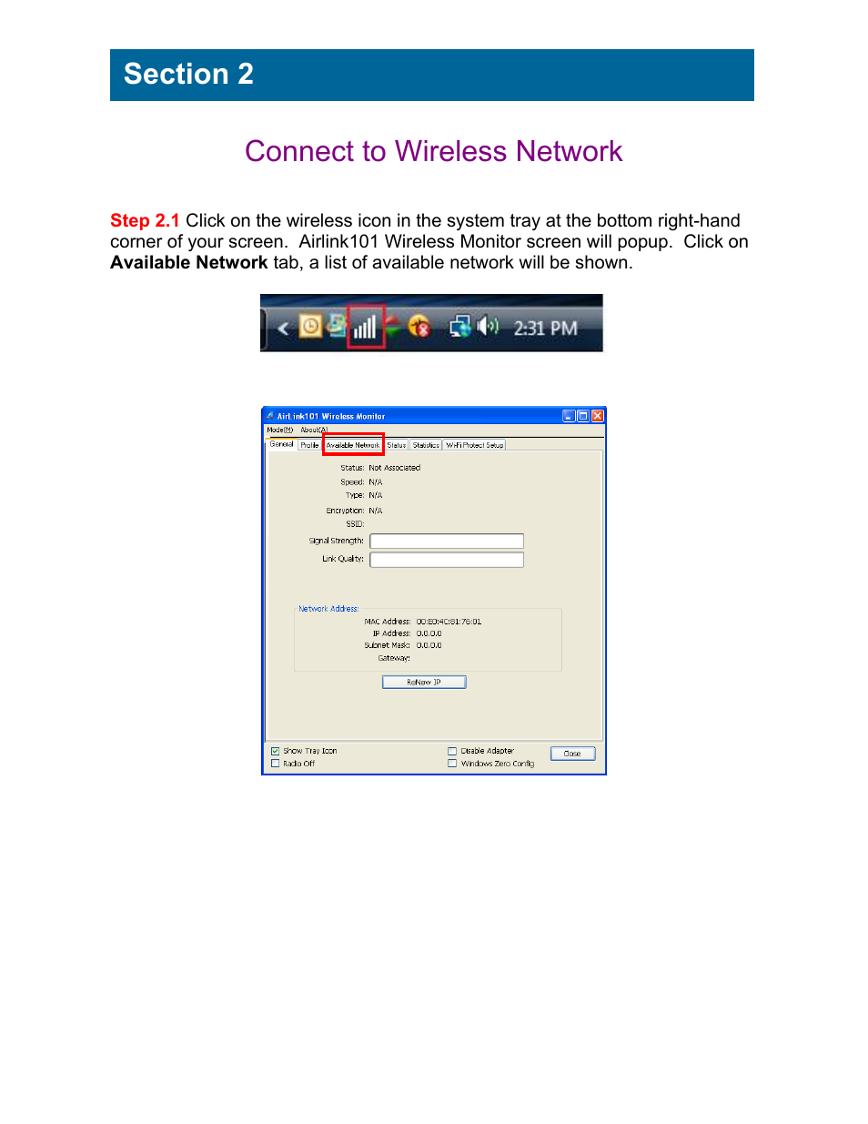 Connect to wireless network | Airlink101 AWLL5099 User Manual | Page 5 / 11