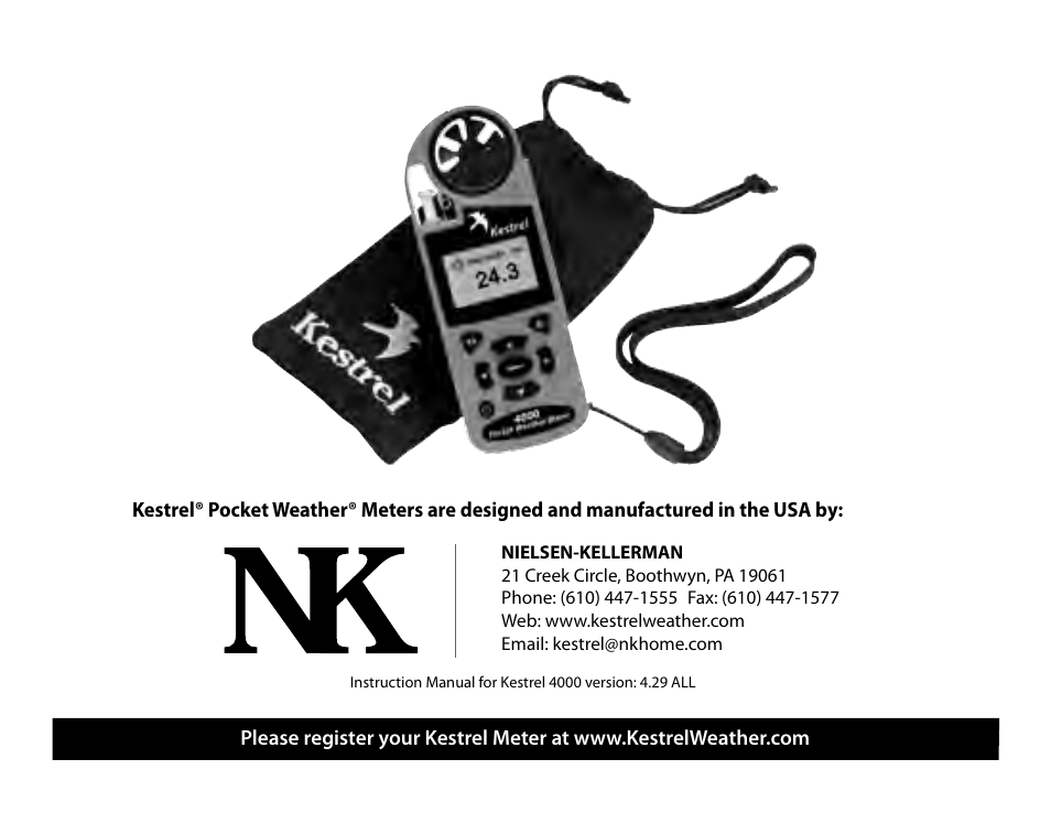 Kestrel, 4000 pocket weather, Tracker | Kestrel 4000 User Manual | Page 17 / 17