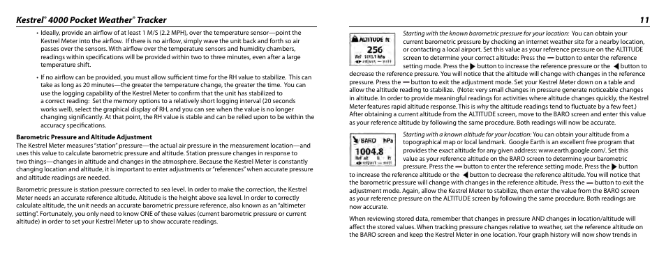 Kestrel, 4000 pocket weather, Tracker 11 | Kestrel 4000 User Manual | Page 6 / 17