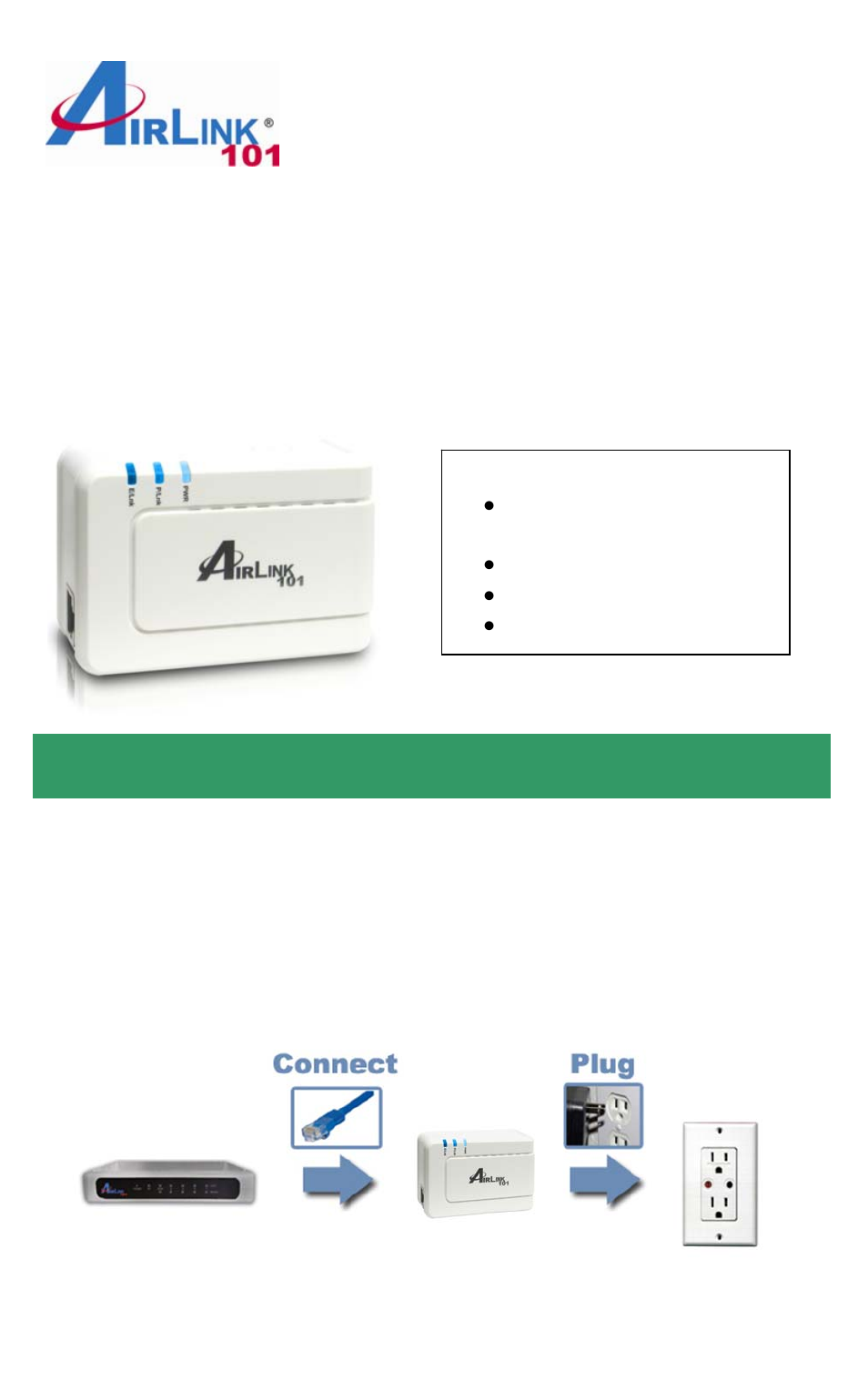 Airlink101 Turbo 85 Mbps Powerline Ethernet Adapter APL8512 User Manual | 2 pages