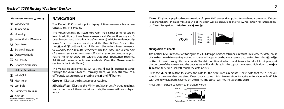 Kestrel, 4250 racing weather, Tracker 7 | Navigation | Kestrel 4250 (Racing) User Manual | Page 4 / 17