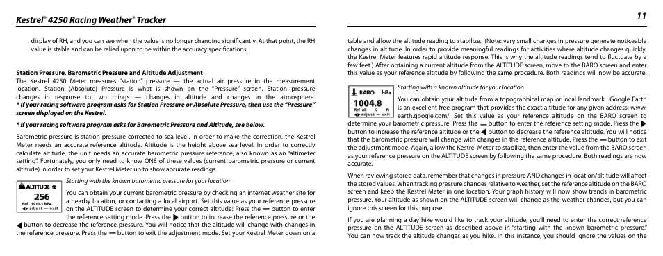 Kestrel, 4250 racing weather, Tracker 11 | Kestrel 4250 (Racing) User Manual | Page 6 / 17