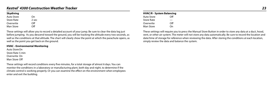 Kestrel | Kestrel 4300 (Construction) User Manual | Page 12 / 19