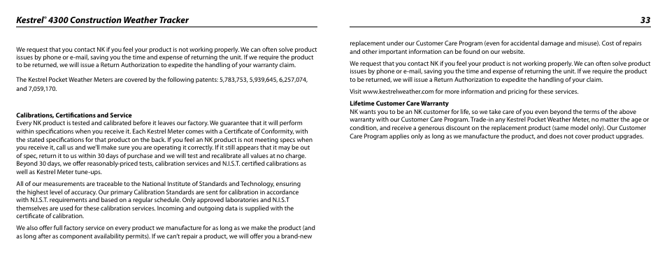 Kestrel | Kestrel 4300 (Construction) User Manual | Page 17 / 19