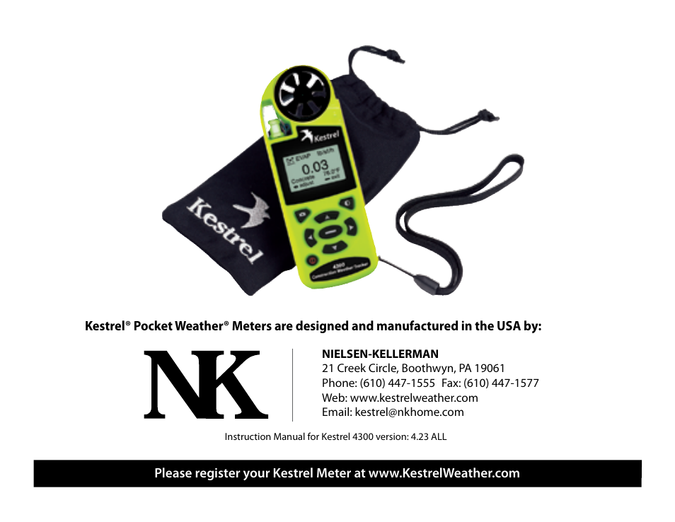 Kestrel 4300 (Construction) User Manual | Page 19 / 19