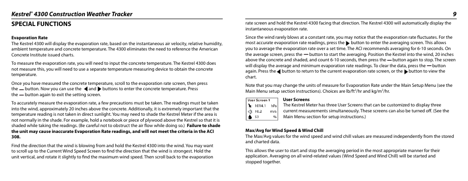 Kestrel | Kestrel 4300 (Construction) User Manual | Page 5 / 19