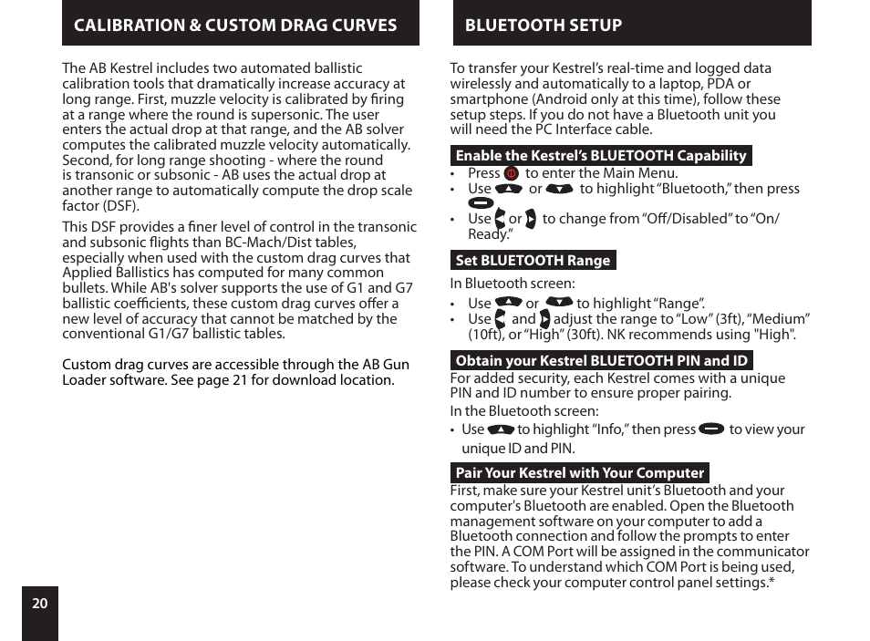 Kestrel 4500NV Applied Ballistics Meter User Manual | Page 20 / 40