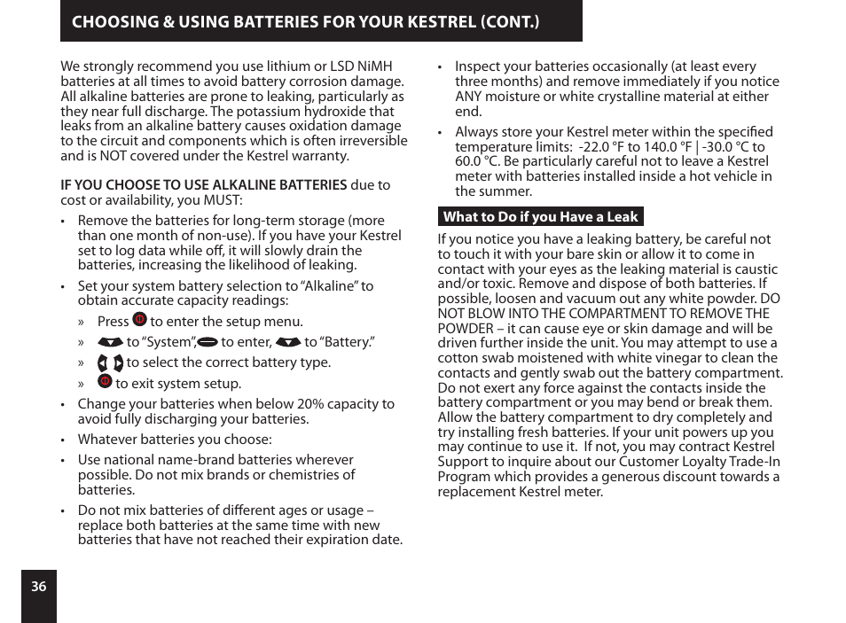 Kestrel 4500NV Applied Ballistics Meter User Manual | Page 36 / 40