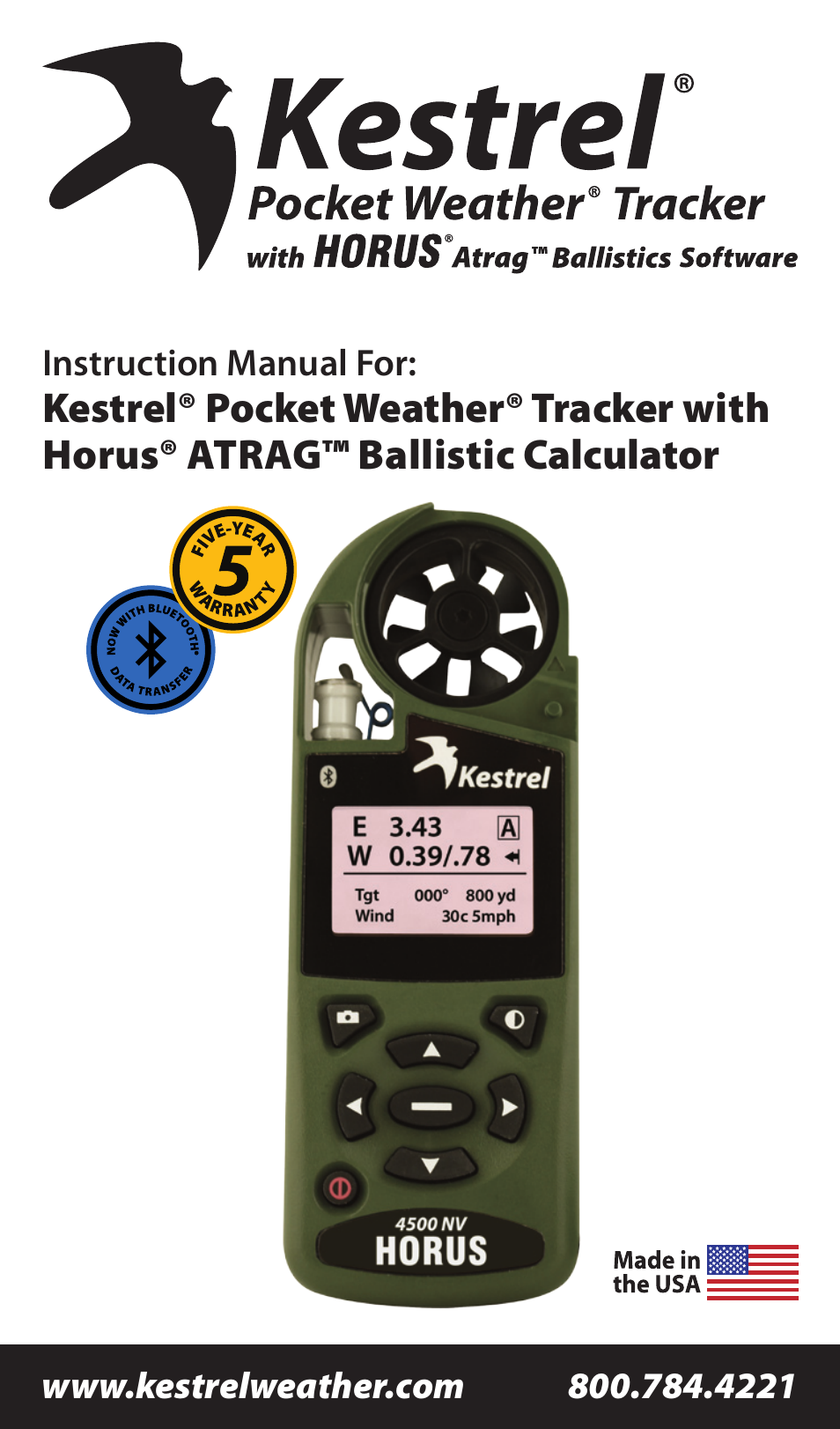 Kestrel 4500 Horus (Ballistics) User Manual | 15 pages