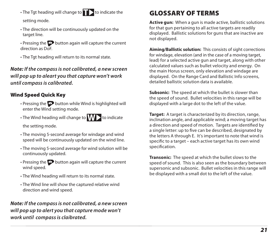Glossary of terms | Kestrel 4500 Horus (Ballistics) User Manual | Page 11 / 15