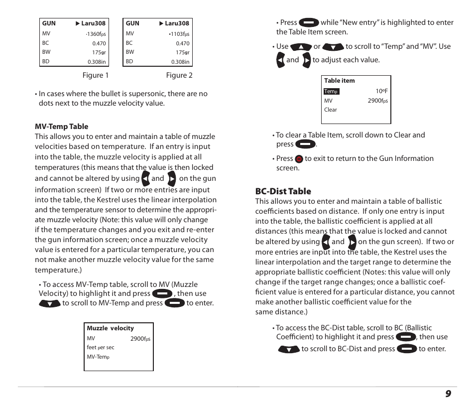 Bc-dist table | Kestrel 4500 Horus (Ballistics) User Manual | Page 5 / 15