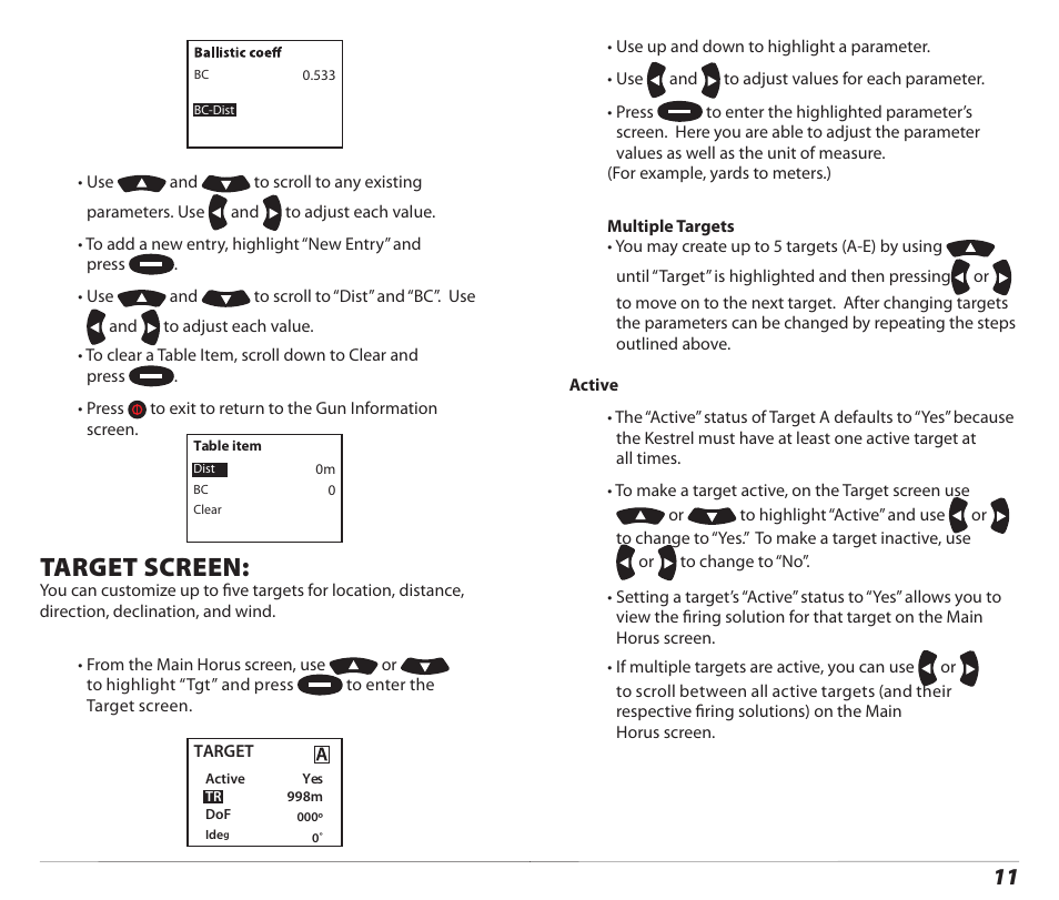 Target screen | Kestrel 4500 Horus (Ballistics) User Manual | Page 6 / 15