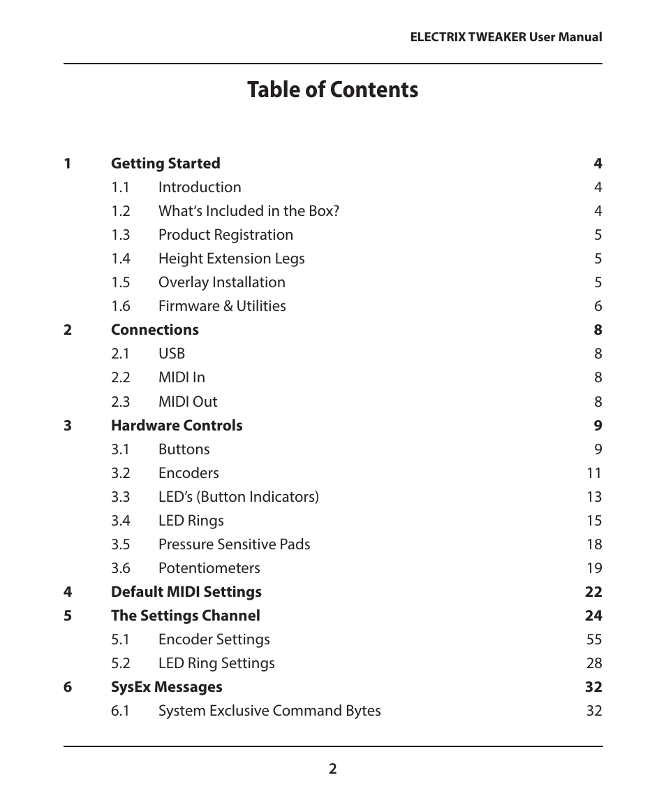 Electrix Tweaker User Manual | Page 2 / 44