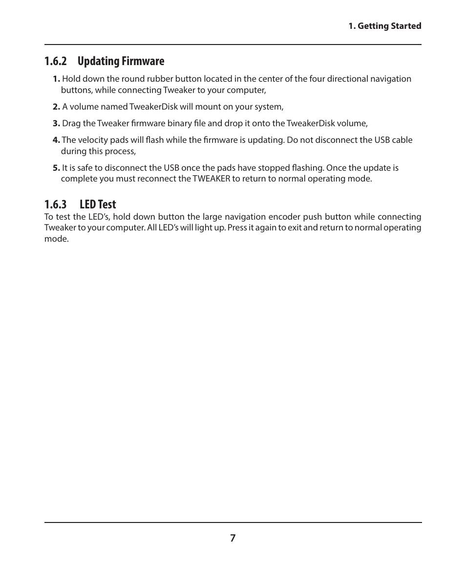 2 updating firmware, 3 led test | Electrix Tweaker User Manual | Page 7 / 44