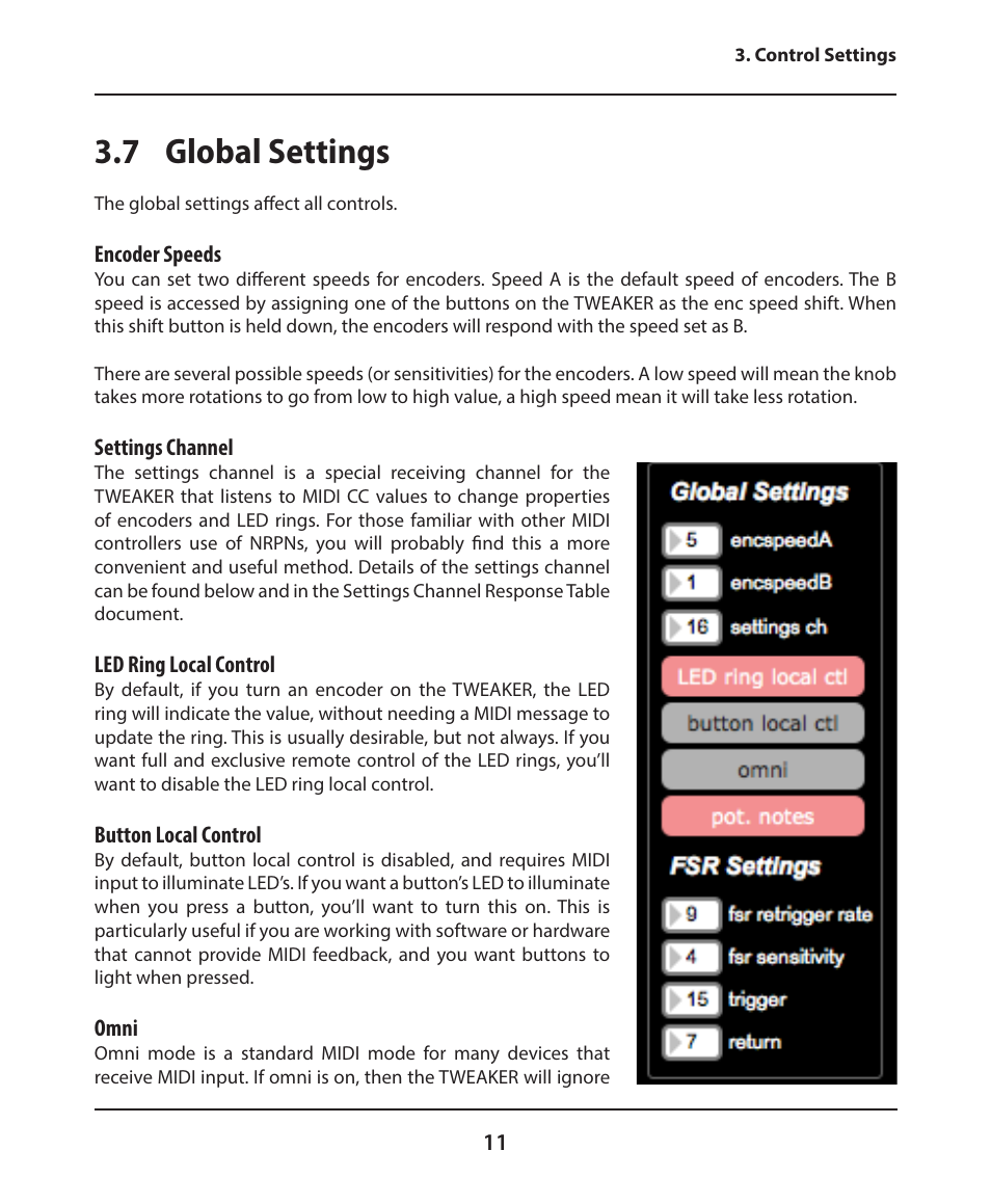 7 global settings | Electrix Tweaker Editor Reference User Manual | Page 11 / 22