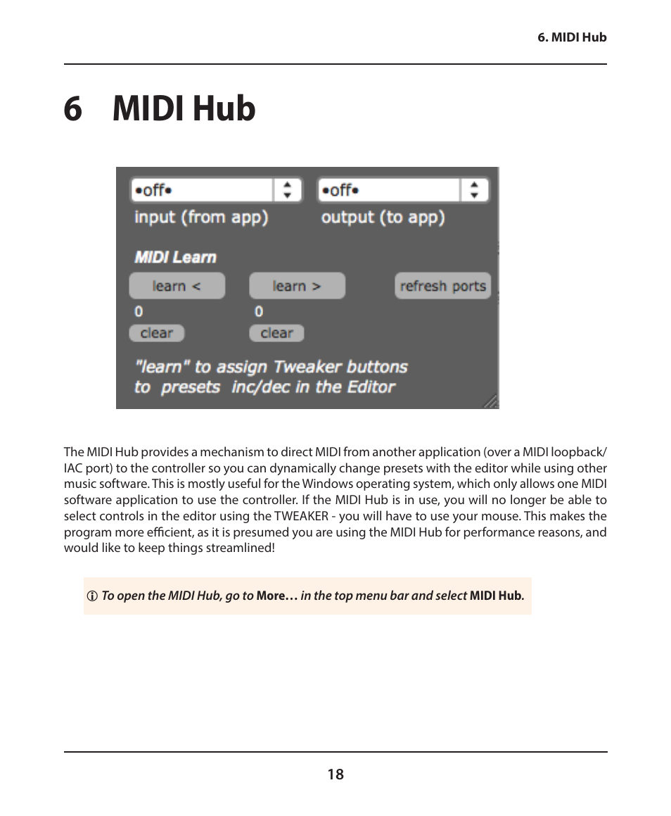 6 midi hub | Electrix Tweaker Editor Reference User Manual | Page 18 / 22