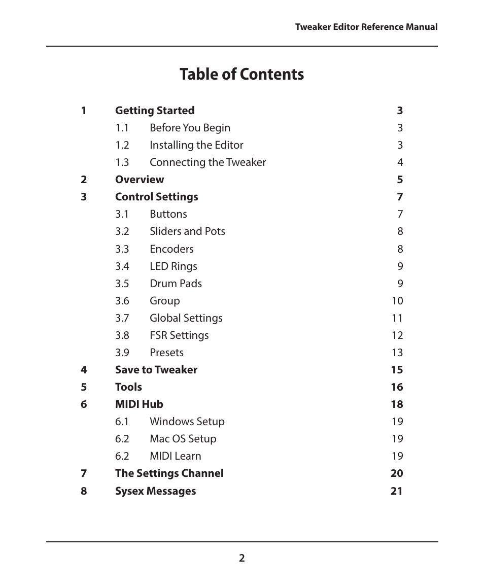Electrix Tweaker Editor Reference User Manual | Page 2 / 22