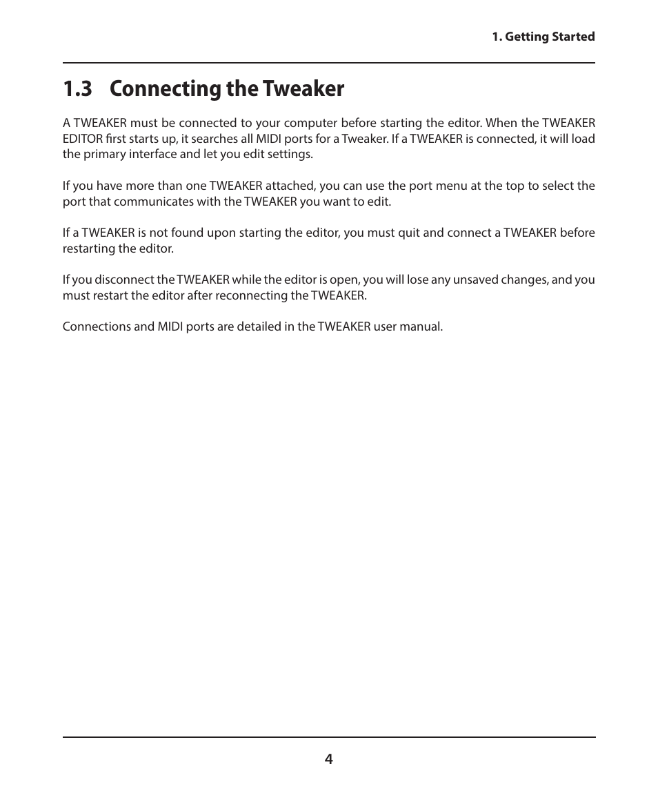 3 connecting the tweaker | Electrix Tweaker Editor Reference User Manual | Page 4 / 22