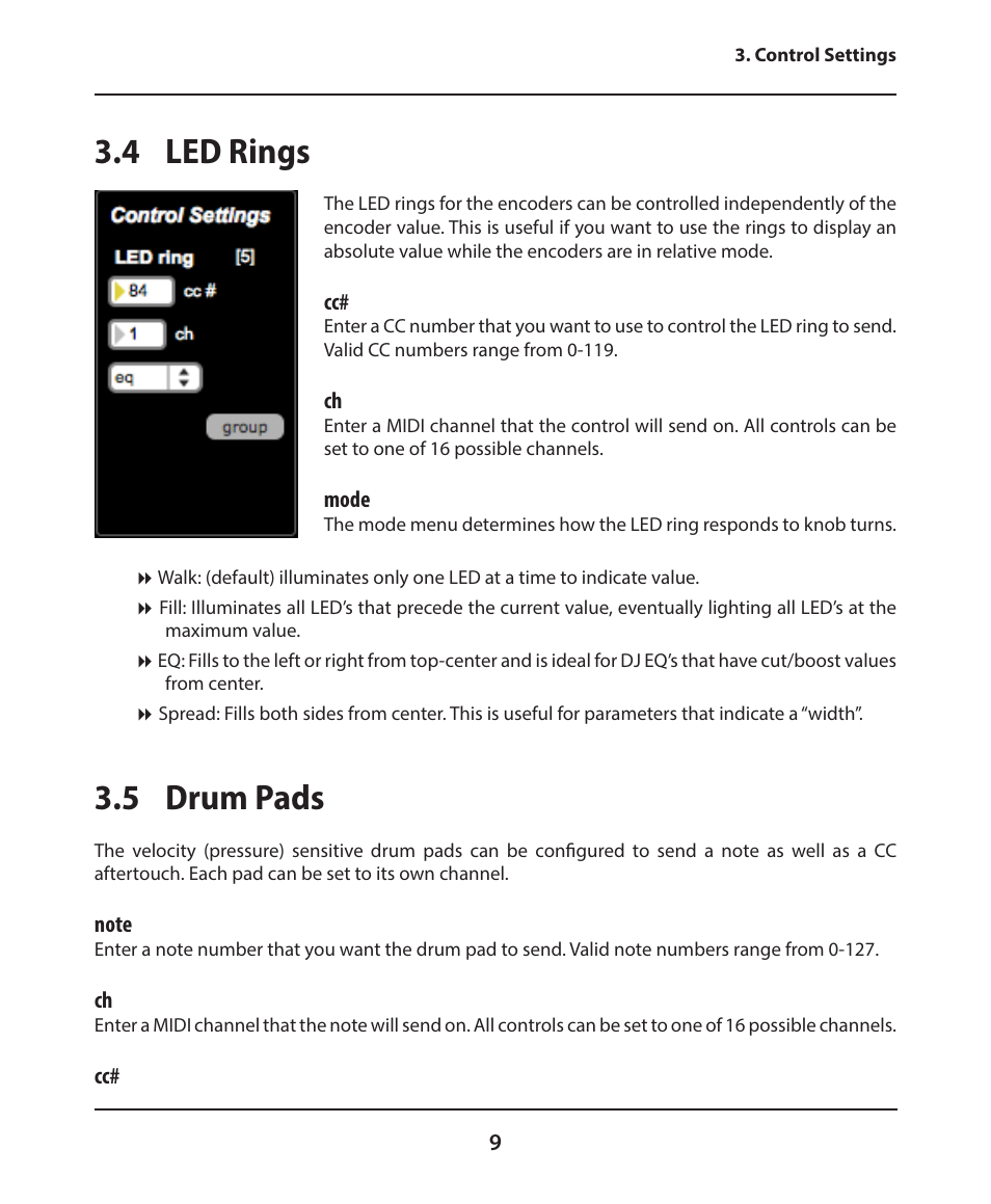 4 led rings, 5 drum pads | Electrix Tweaker Editor Reference User Manual | Page 9 / 22