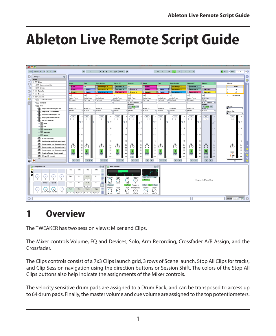 Electrix Tweaker Ableton Live Remote Script User Manual | 5 pages