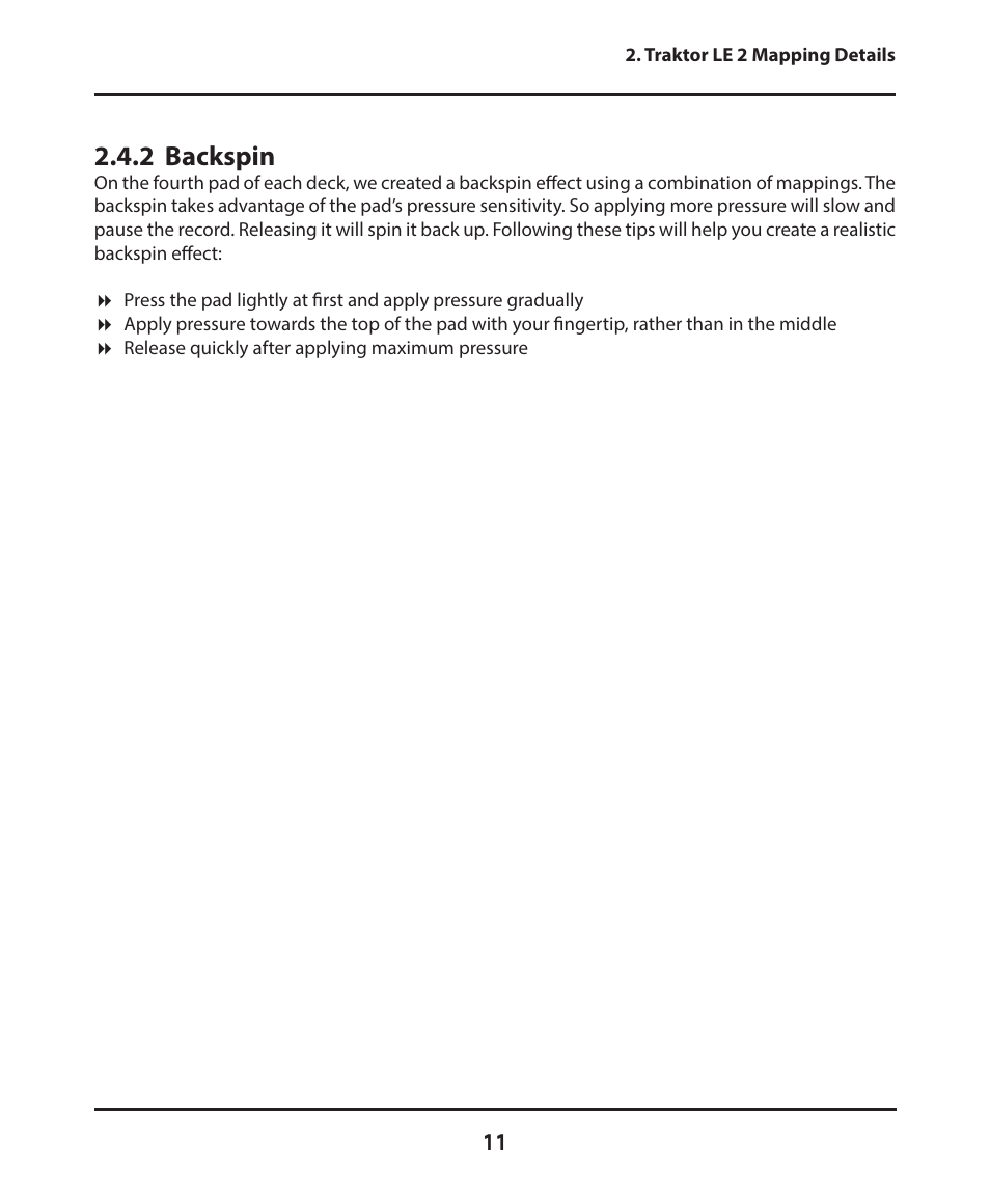 2 backspin | Electrix Tweaker Traktor Reference User Manual | Page 11 / 19