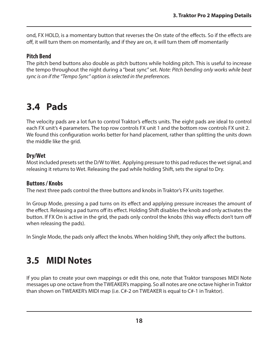 4 pads | Electrix Tweaker Traktor Reference User Manual | Page 18 / 19