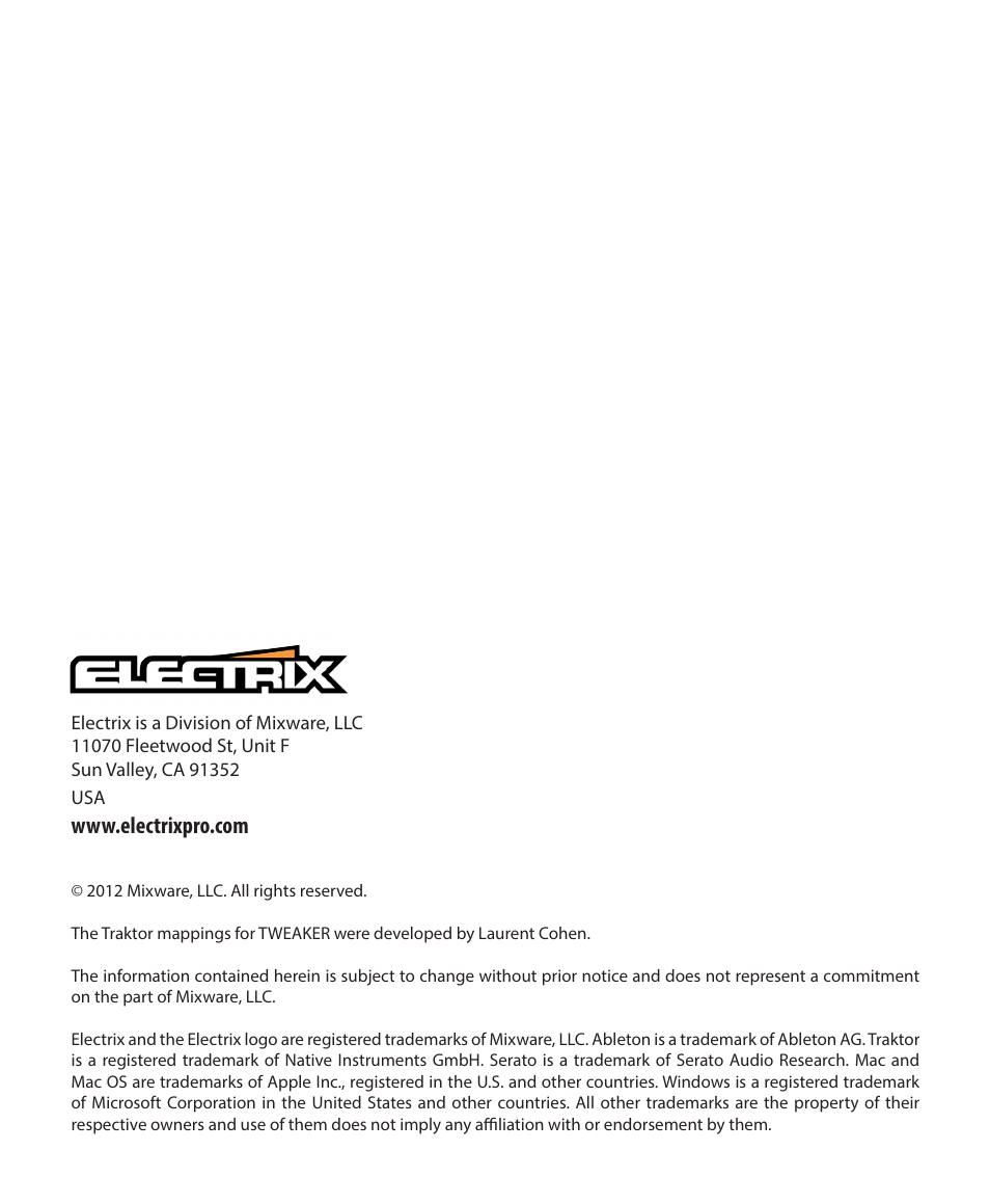 Electrix Tweaker Traktor Reference User Manual | Page 19 / 19